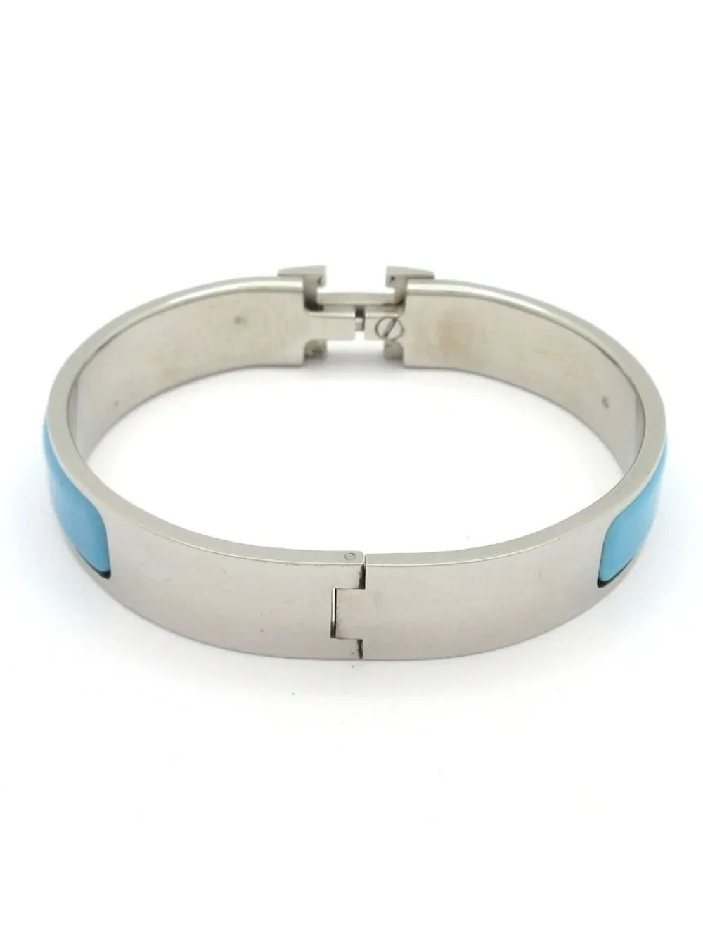 Hermes Bangle Click Silver Light Blue Bracelet